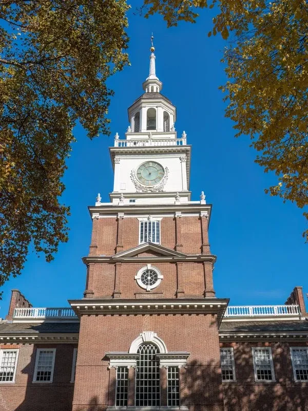 The tower of Independence Hall in Philadelphia