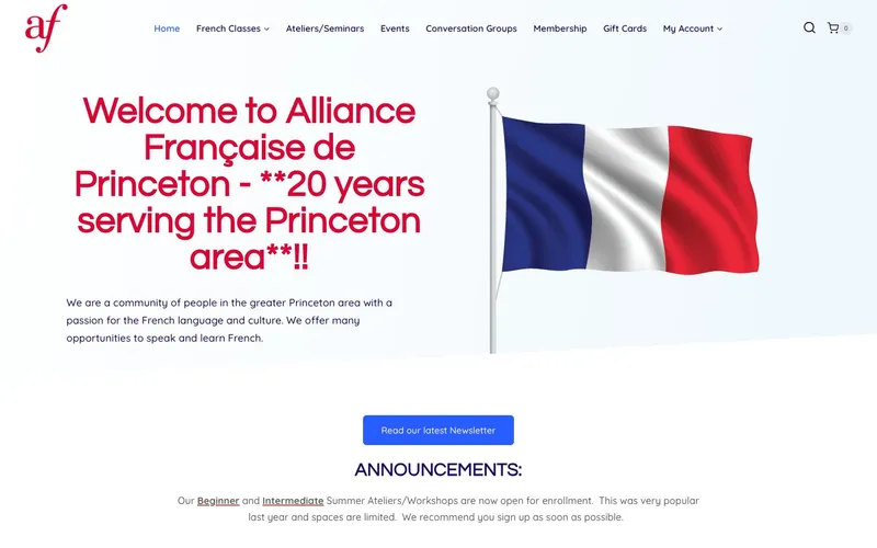 Alliance Française de Princeton website, built by Spencer Taylor