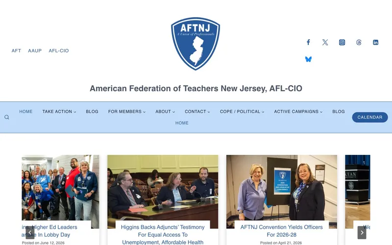 American Federation of Teachers NJ website, built by Spencer Taylor