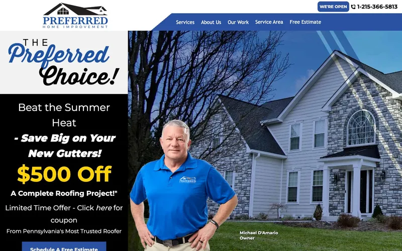 Preferred Home Improvement website, built by Spencer Taylor