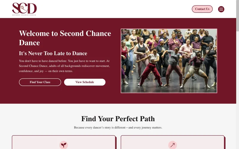 Second Chance Dance website, built by Spencer Taylor