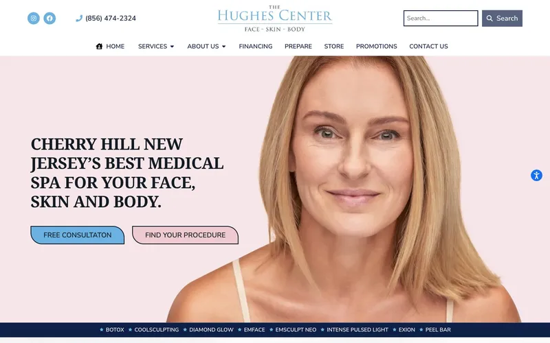 The Hughes Center Med Spa website, built by Spencer Taylor
