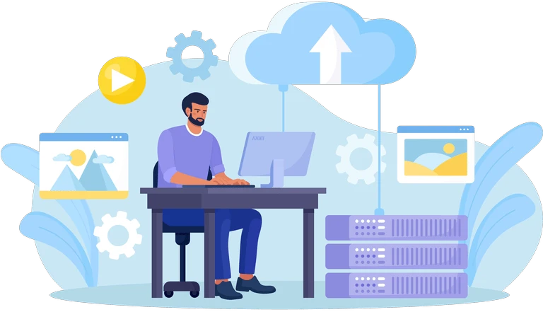 Person performing WordPress web design services